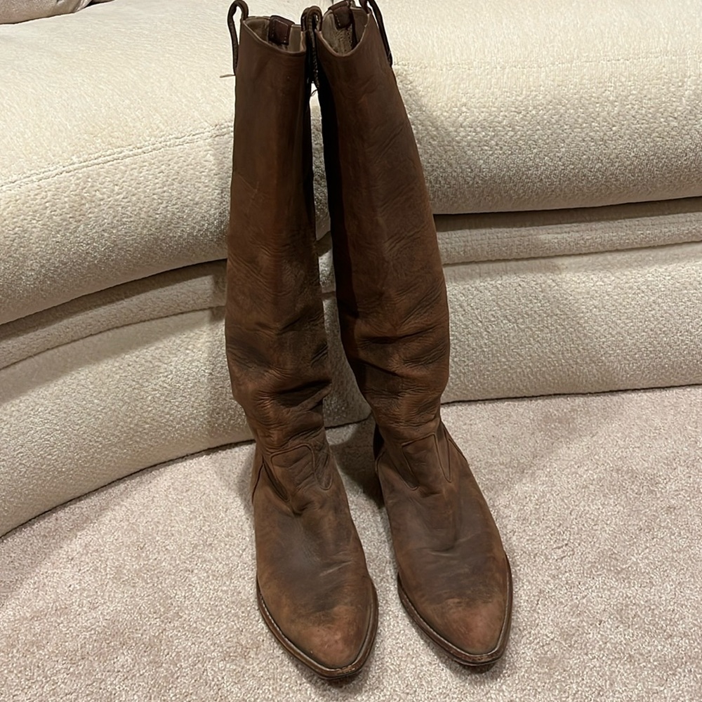 Jim Barnier tall distressed leather western boot. Sz 11